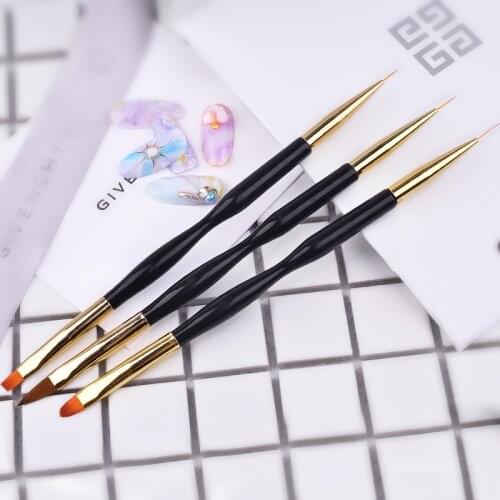 Double End Nail Brush Painting Drawing Lines Pen Dual Purpose 3D Tips DIY UV Gel Flower Design Nail Art Book Salon Manicure Tool