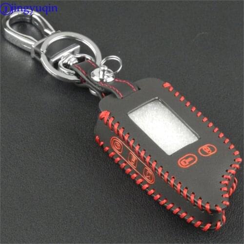 For Tomahawk TW9010 TW9030 Two Way Alarm System LCD Keychain Hand-stitched leather 5 Buttons Remote Cover Case New Styling