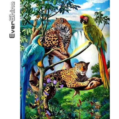 Evershine Full Square Diamond Painting Leopard Craft Kit 5D DIY Diamond Embroidery Bird Animal Cross Stitch Mosaic Wall Decor