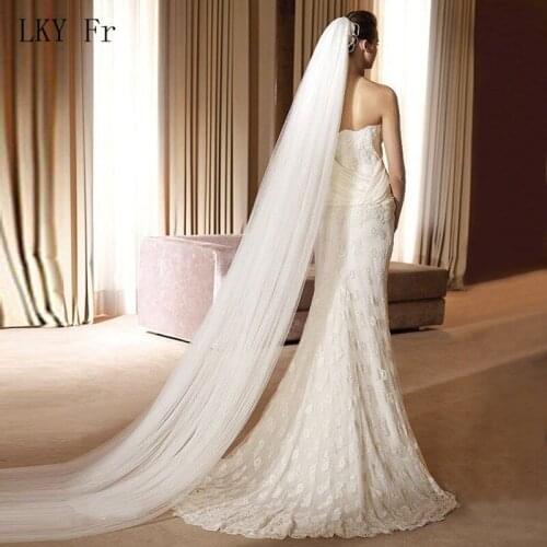 LKY Fr Wedding Veil 2 Layer Cathedral Wedding Bridal Veils With Comb 3 Meters Ivory White Wedding Veil Mariage Gril Accessories