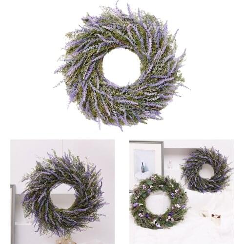 Lavender Wild Grasses Wreath Artificial Lavender for Front Door Home Decor