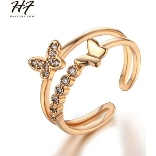 Exquisite Butterfly Shaped Open Ring Sliver Color CZ Crystal Rings for Women Christmas Gift R349-5