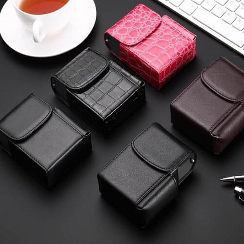 PU Leather Cigarette Box Nice Gift Smoker Smoke Tools Name Card Storage Container Lighter Holder Cigar Cases Tobacco Pouch