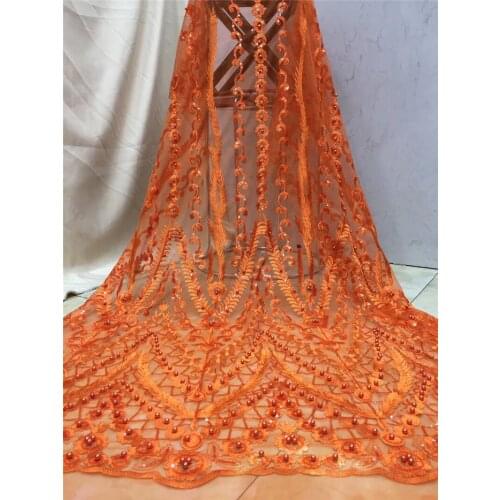Beautiful BZL-4.2003 Nigerian fabric for party dress new African embroidered lace fabric with beads