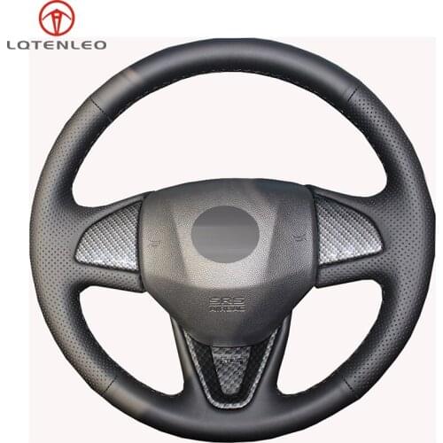LQTENLEO Black PU Artificial Leather DIY Car Steering Wheel Cover For Honda Fit 2014-2017 Vezel 2015-2017 City 2015-2017