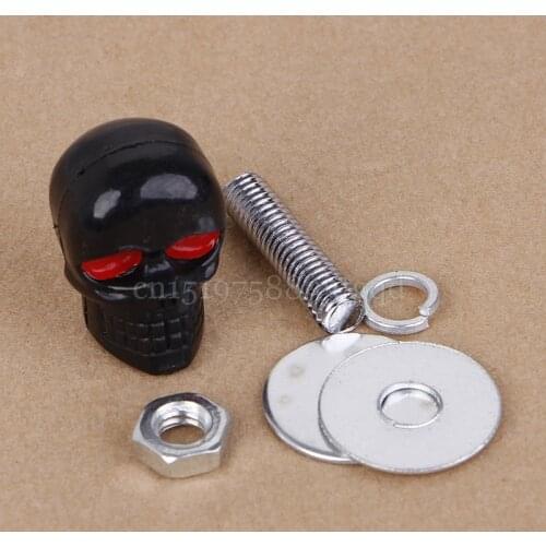 Motorcycle Tag Fastener Skull License Plate Frame Bolts Screw Caps Fastener 4Pcs