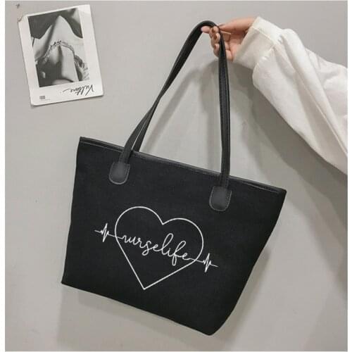 Nurse Life Heart Funny Printed Tote Bag Personalizd Accessories Work Bag Gift for Nursing Women Handbag Beach Bag Dropshipping