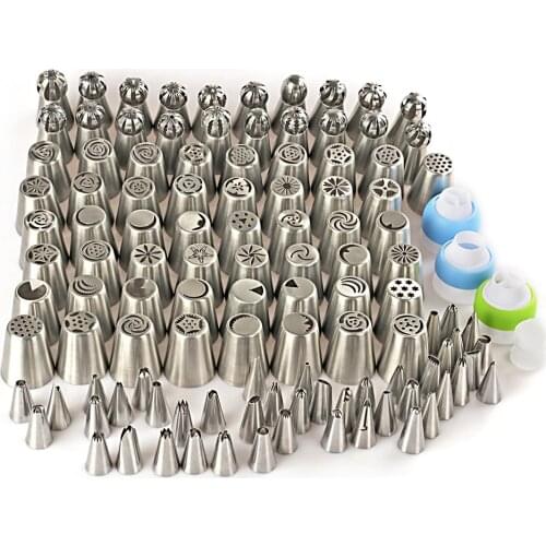 116pcs Decorating Tip Sets Russian Tulip Icing Piping Nozzles Stainless Steel Cream Pastry Tip Nozzles Bag Cake Decorating Tool