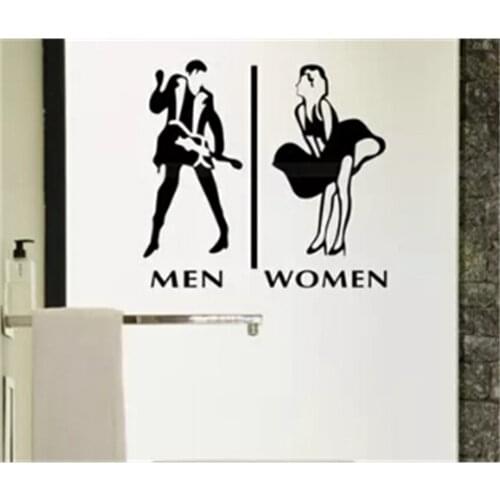 Store Toilet Door Man And Woman WC Sign Icon Wall Sticker