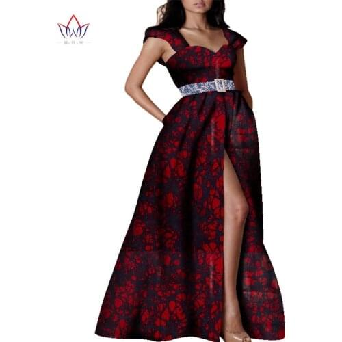 2020 Newest African Clothing For Women Bazin Rich Waistband Long Dress for Party Elegant African Wax Print Dresses WY7457