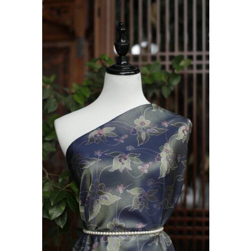 New Song Jin Cheongsam suit Chinese style clothing 100% mulberry silk fabric dyed jacquard March flowers