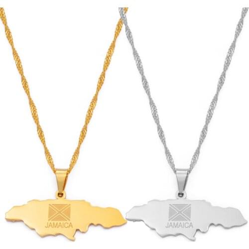 Anniyo Jamaica Map Pendant Necklaces Jewellery Silver Color/Gold Color Jewelry Jamaican #002021