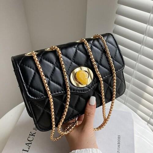Rhombic Chain Purse And Handbags Luxury Designer Shoulder Bags Women 2021 Fashion Shoulder Messenger Bags Pu Leather Brand Bags