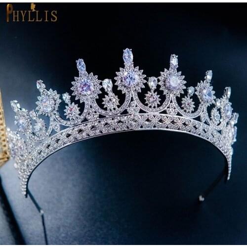 PHYLLIS A22 Luxury Zircon Wedding Headpieces Bride Crown Turkey Wedding Tiara Children Hair Jewelry Wedding Headwear for Bride