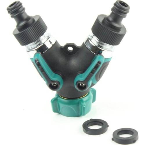 Garden Water Quick Coupling 3/4" 2-way Tap Watering Splitter Hose Quick Connectors Garden Pipe Y Distributor Irrigation Valve
