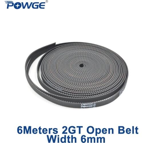 POWGE 2MGT 2M 2GT open synchronous Timing belt GT2 2M-6 2GT-6 width 6mm Rubber Small backlash Linear Motion 3D Printer 6meters