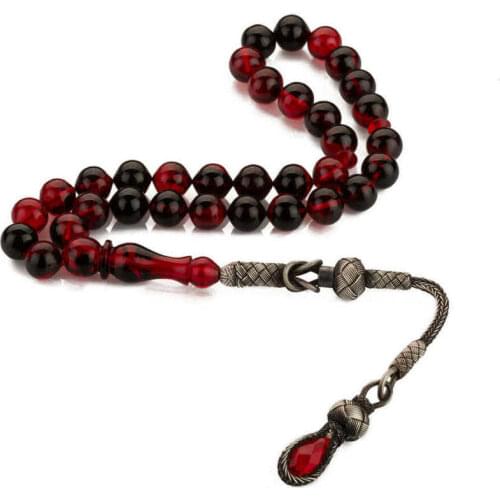 Starling Cut Mixed Wavy Amber Rosary (Tasbih) with 1000k Silver Tassel