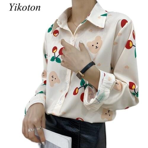 Loose Top Women Korean Tops Casual Blouse Female Spring Long Sleeve Fashion Printing Chic Shirt Autumn Retro Shirt Ladies Blusas