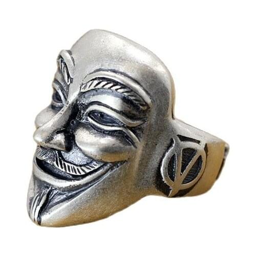 KJJEAXCMY fine jewelry 999 Asian light foot silver craft V word vendetta team ghost hand Europe and America men and women univer