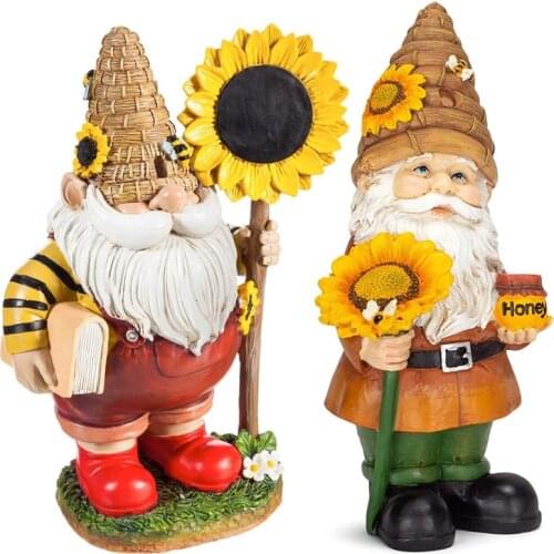 Funny Resin Statue naughty garden gnome garden decoration statue Gnome decoration villa home statue bee Festival gift sunflower