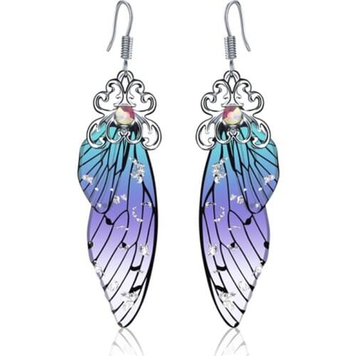 Cicada Wings Rhinestone Drop Earring Womens 2020 New Fashion High Quality Jewelry Bridal Wedding Party Hanging Earrings Gifts
