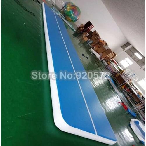10M Free Shipping Free Pump Inflatable Airtrack Blue Color Gymnastics Mats For Training Bouncing Mat/Tumble Track Air Floor