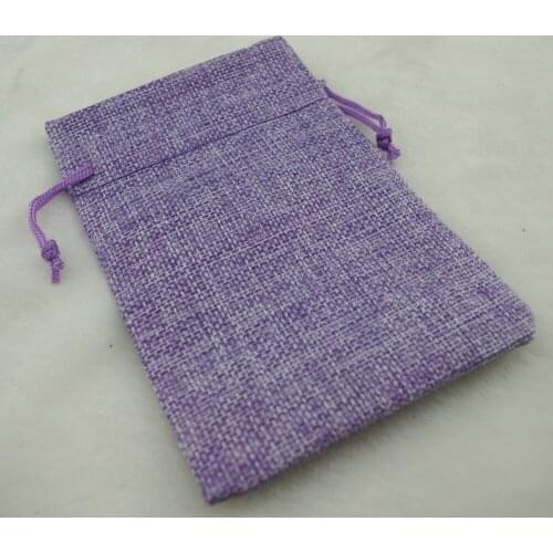 10x14cm 50pcs light purple linen jute bag drawstring necklace jewelry package bag gift bag Wedding packaging bag