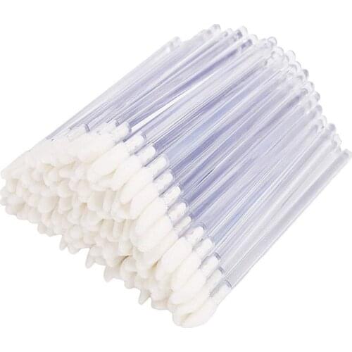 Lip Swab 200pcs Clear Handle Disposable Makeup Lip Brushes Lipstick Gloss Cosmetic Mascara Remover Applicators Wand Brush