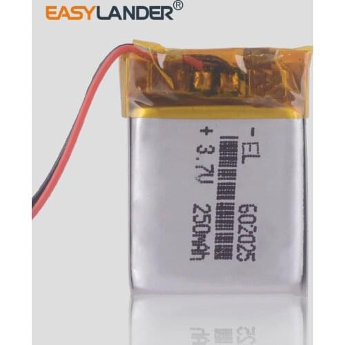 3.7V 250mAh 602025 Lithium Polymer Li-Po li ion Rechargeable Battery cells For Mp3 MP4 MP5 GPS PSP dvr bluetooth navigation