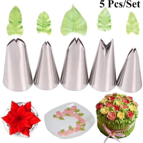 5 Types Stainless Steel DIY Pastry Nozzles Cake Decorating Cupcake Cookie Icing Piping Tips Kitchen Confectionery Baking Tools