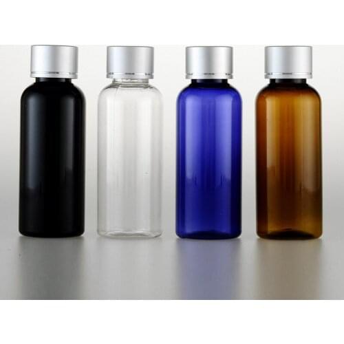 50pcs 50ml Mini Black Plastic Makeup Water Bottle, Lightproof Empty Toner Container, Refillable Lotion Bottle,Shampoo Bottle