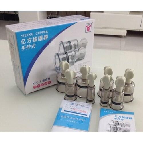 8 pcs/set Cupping device, nipple pussy sucker pump stimulator breast enlarger Toys for women and men cupping Free shipping