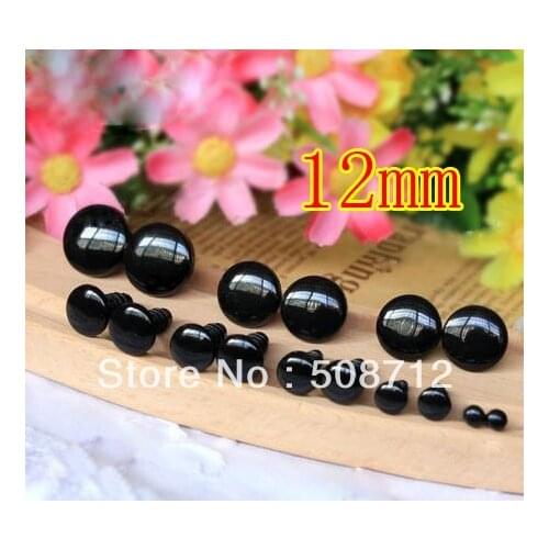 Free shipping!!!!400pcs 200pairs flat black color Plastic Safety EYES 12mm Teddies, Dolls, Sewing & Crochet