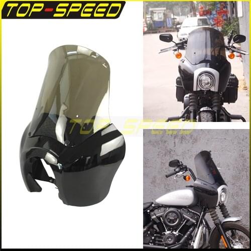Gloss Black Smoke Chrome Trim 5.75" Headlight Fairing Front Light Fairing 15" Windshield Mask Cover for Harley Softail 2018-2021