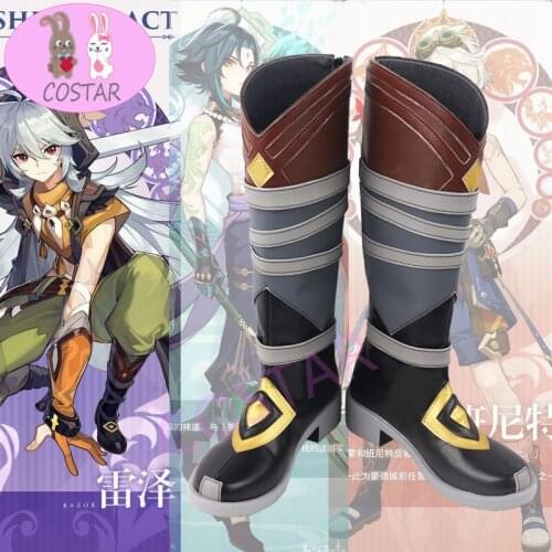COSTAR Genshin Impact Razor Cosplay Shoes Boots Halloween Carnival Cosplay Costume Accessories leather shoes Mondstadt
