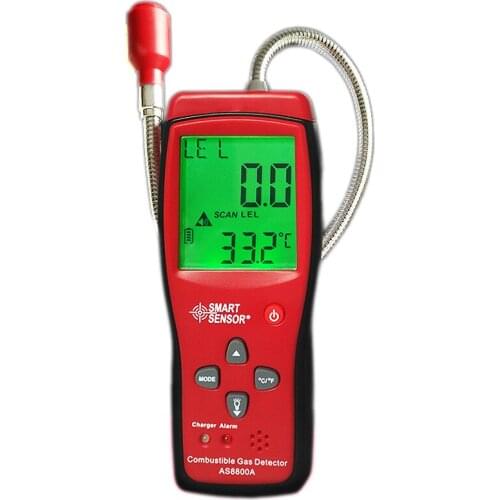 Combustible Gas Detector Gas Analyzer Flammable Natural Gas Leak Location Determine Meter Tester With Sound Light Alarm AS8800A