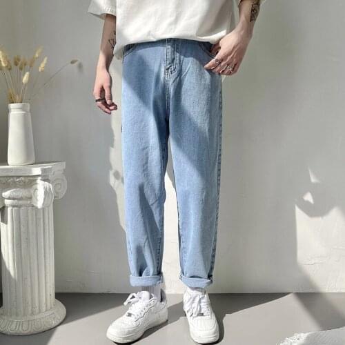 Spring And Summer Blue Jeans Mens Fashion Baggy Jeans Men Streetwear Loose Hip-hop Straight-leg Denim Trousers Mens Clothing