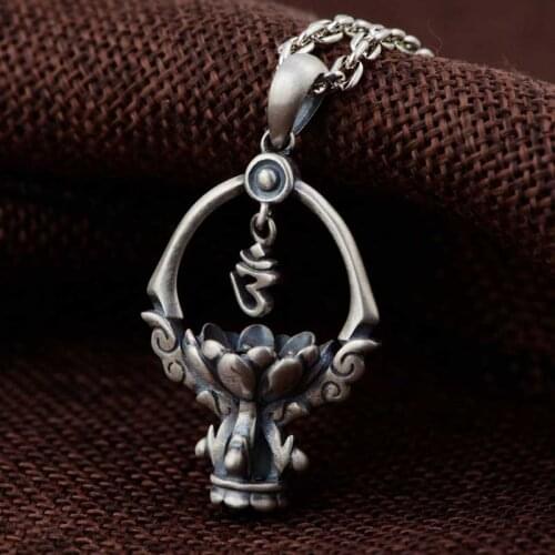 FNJ 925 Silver Pendant for Jewelry Making Original Pure S925 Sterling Silver Pendants Women Buddha Lotus