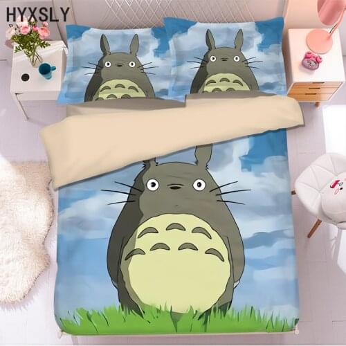 Totoro Popular Anime 3D Bedding Set Duvet Covers Pillowcases Comforter Bed Linen Bedclothes Kids Girls Cartoon Design Bedspread