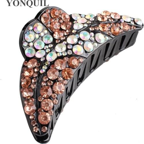 Colorful Rhinestone Retro Hair Claw Crab Women Crystal Shining Hair Crab Plastic Hair Claw Clamp Ladies Barrette Accessories