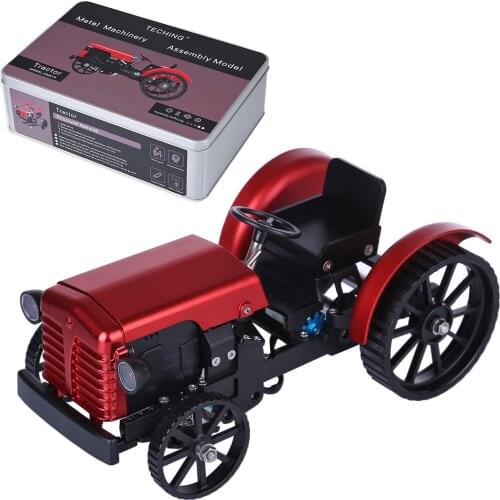 Teching Mini APP Remote Control Electric Tractor DIY Metal Mechanical Model High Level Educational Toy Children Birthday Gifts