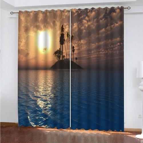 Seascape At Dusk 3D Curtains For Living Room Bedroom Children Room Custom Size Decorative Blackout Curtain