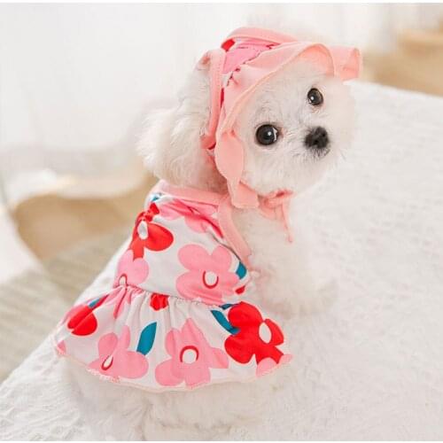 The New Puppy Kitten in Spring and Summer Summer Printed Skirt with Shoulder-straps Swimsuit Two-piece Swimsuit Dog Pet Clothes