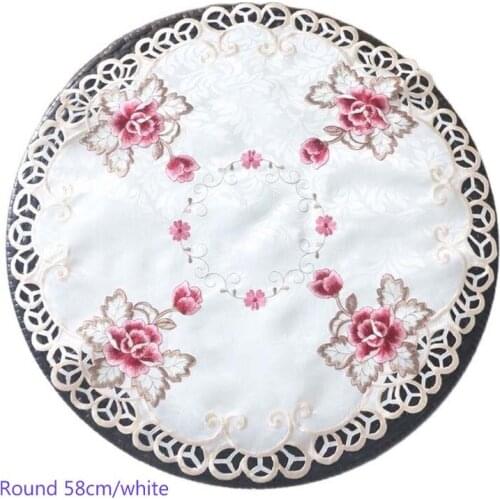 New round lace Satin placemat embroidery cup coaster mug kitchen drink dining table place mat cloth tea coffee doily wedding pad