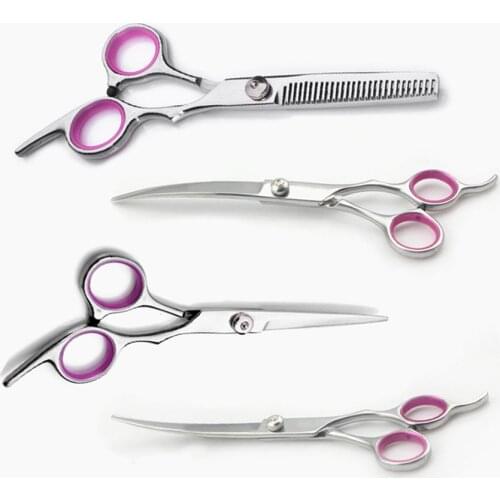 Pet Grooming Scissors Stainless Steel Cats and Dogs Hair Seam Scissors Up and Down Curved Scissors Sharp Haircut Pet Tool Set