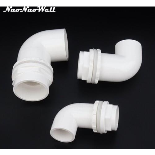 1pc NuoNuoWell PVC 32mm 40mm 50mm 90 degree Thickened Fish Tank Outlet Aquarium Water Inlet Water tank Elbow Joint drainage
