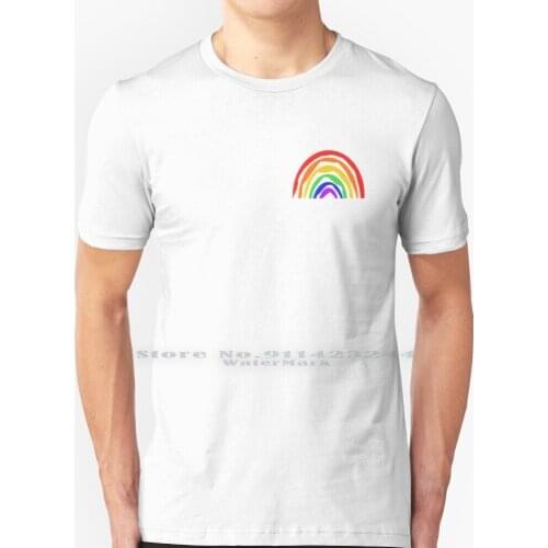 Rainbow T Shirt 100% Pure Cotton Rainbow Love Lgbt Gay Lesbi Lesbian Lgbtq Trans Summer Rain Sun Queer Pride