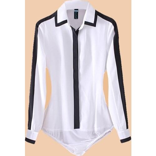 White and black Body Shirt Long Sleeve Body Feminino Ladies Shirts Fashion Office Lady Blouse Women 2020 Blusas de mujer S - XXL