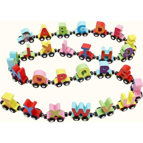 Cartoon Insects Wooden Building Blocks Magnetic Trains Toy for early Childhood Education Magnetic Trains Model Trains Toys