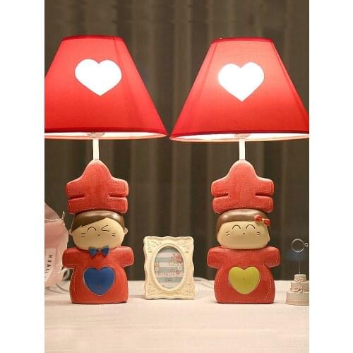 Wedding Doll Wedding Table Lamp Wedding Room and Bedroom Bedside Lamp Red Beacon Bride Dowry a Pair of Warm